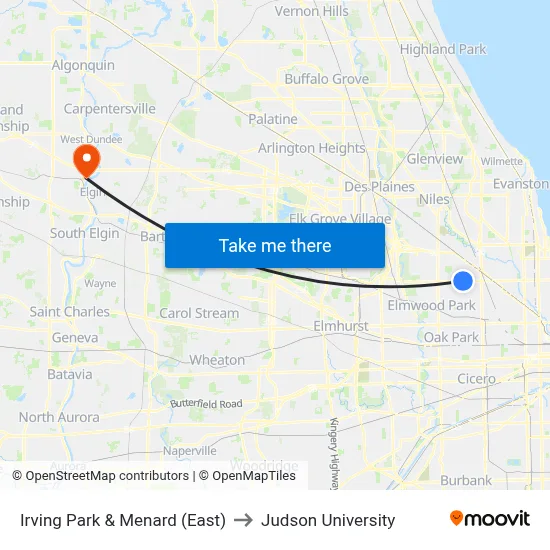Irving Park & Menard (East) to Judson University map