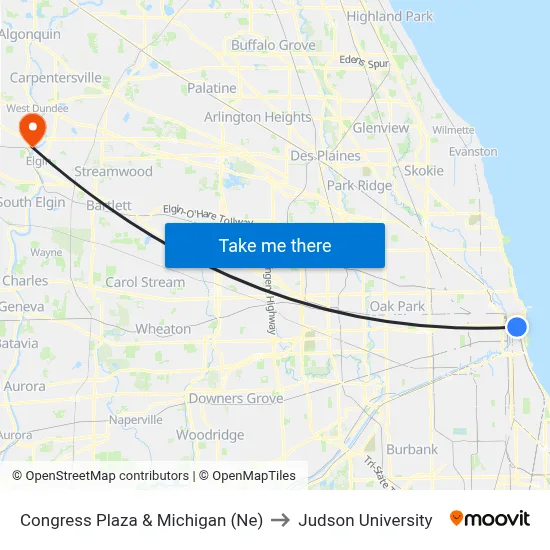 Congress Plaza & Michigan (Ne) to Judson University map