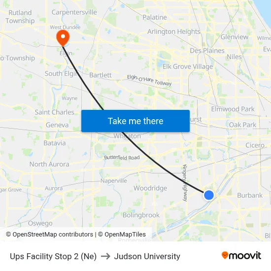 Ups Facility Stop 2 (Ne) to Judson University map