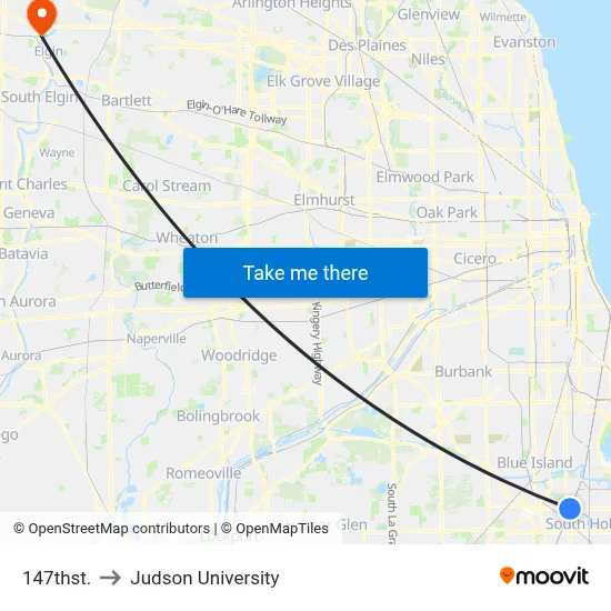 147thst. to Judson University map