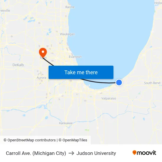 Carroll Ave. (Michigan City) to Judson University map