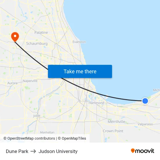 Dune Park to Judson University map