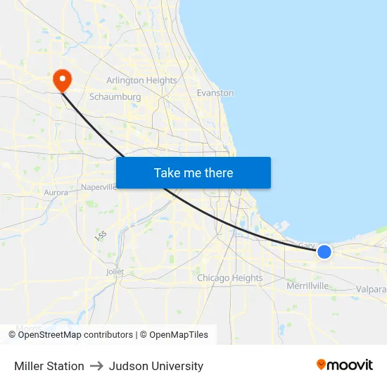 Miller Station to Judson University map