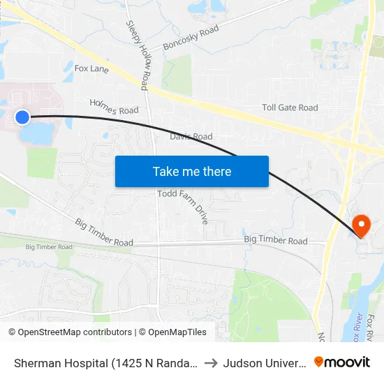 Sherman Hospital (1425 N Randall Rd) to Judson University map
