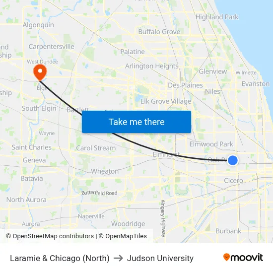 Laramie & Chicago (North) to Judson University map