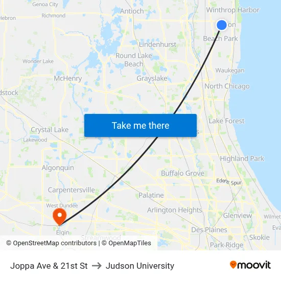 Joppa Ave & 21st St to Judson University map