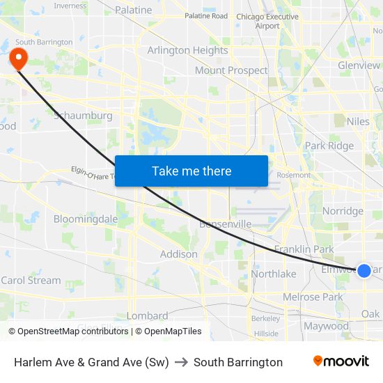 Harlem Ave & Grand Ave (Sw) to South Barrington map