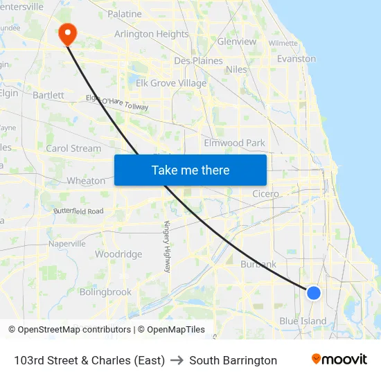 103rd Street & Charles (East) to South Barrington map