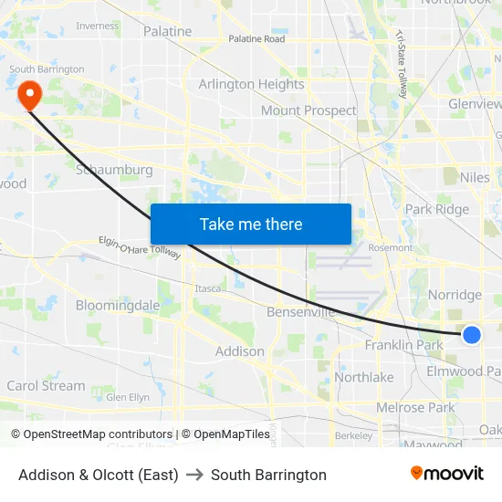 Addison & Olcott (East) to South Barrington map