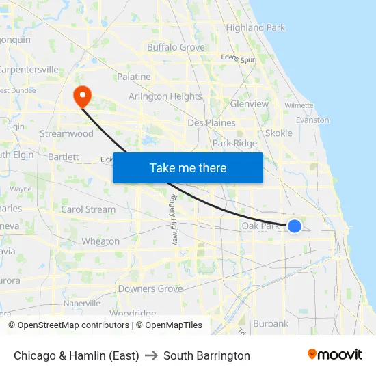 Chicago & Hamlin (East) to South Barrington map
