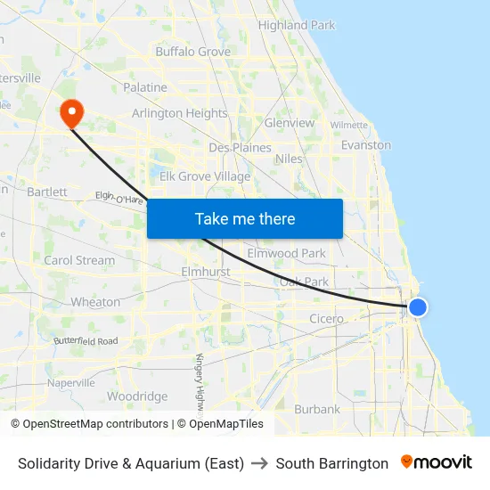 Solidarity Drive & Aquarium (East) to South Barrington map