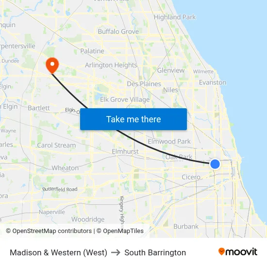 Madison & Western (West) to South Barrington map