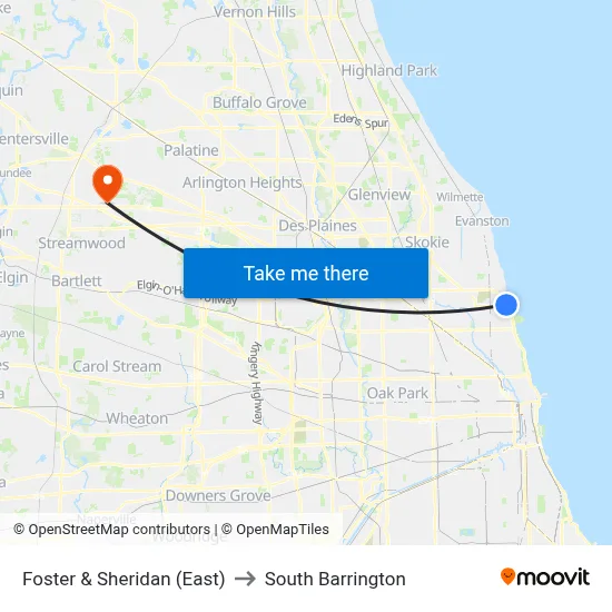 Foster & Sheridan (East) to South Barrington map