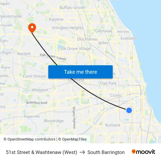 51st Street & Washtenaw (West) to South Barrington map