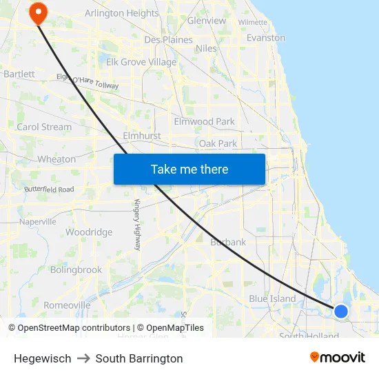 Hegewisch to South Barrington map