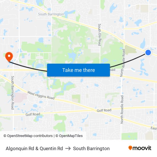 Algonquin Rd & Quentin Rd to South Barrington map
