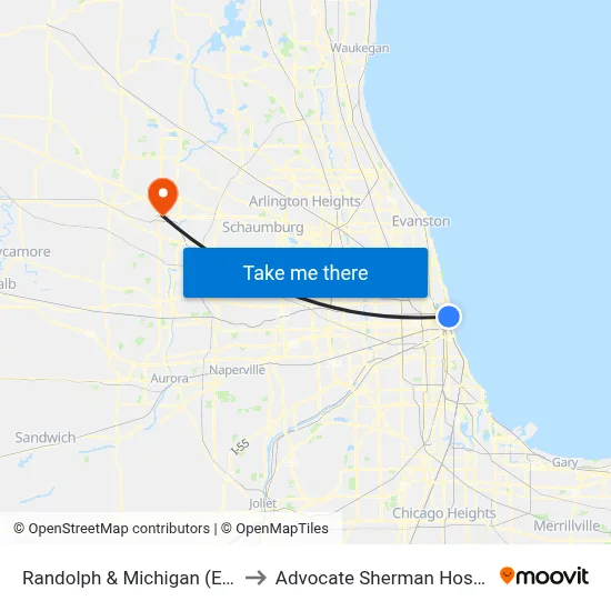 Randolph & Michigan (East) to Advocate Sherman Hospital map