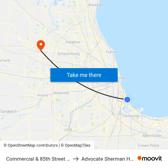 Commercial & 85th Street (South) to Advocate Sherman Hospital map