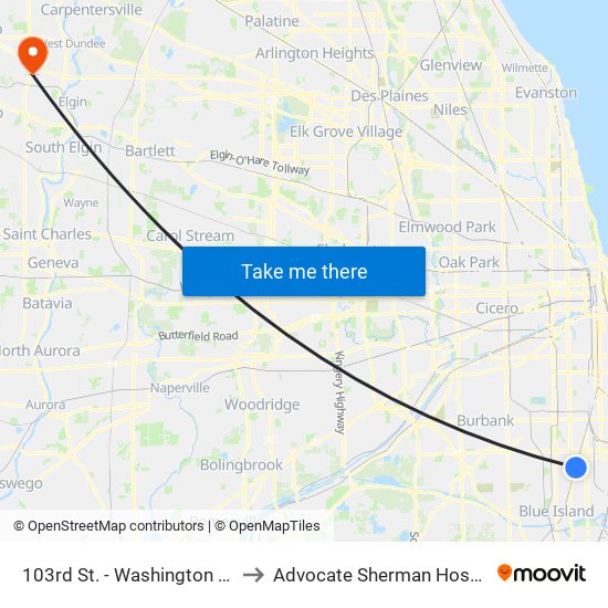 103rd St. - Washington Hts. to Advocate Sherman Hospital map