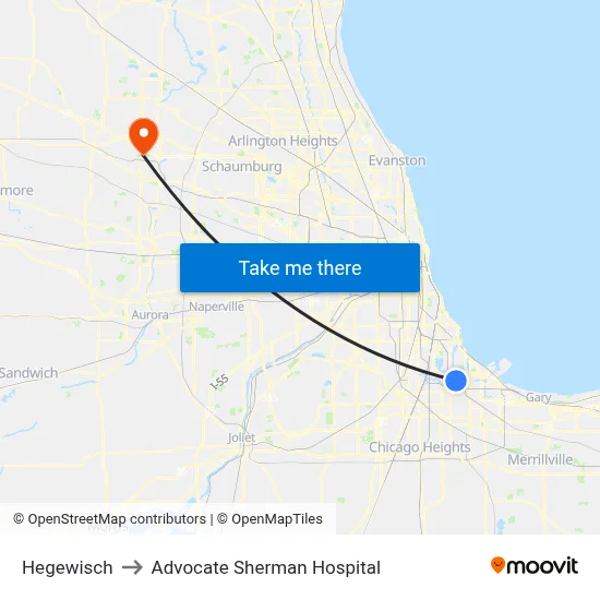 Hegewisch to Advocate Sherman Hospital map