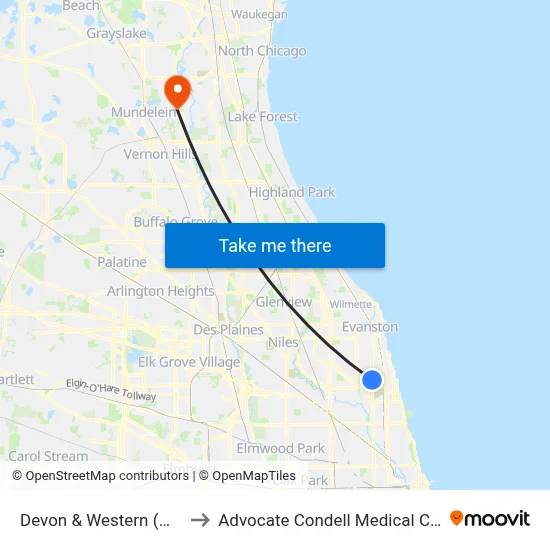 Devon & Western (West) to Advocate Condell Medical Center map