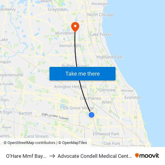 O'Hare Mmf Bay 9 to Advocate Condell Medical Center map