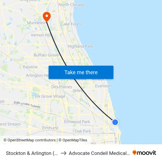 Stockton & Arlington (South) to Advocate Condell Medical Center map