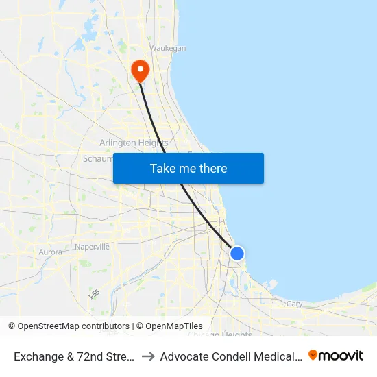 Exchange & 72nd Street (Se) to Advocate Condell Medical Center map