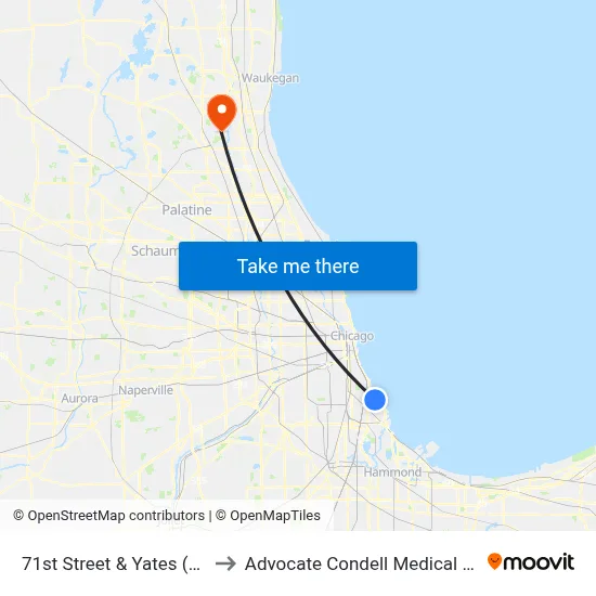 71st Street & Yates (West) to Advocate Condell Medical Center map