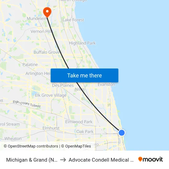 Michigan & Grand (North) to Advocate Condell Medical Center map