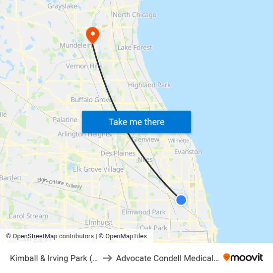 Kimball & Irving Park (North) to Advocate Condell Medical Center map