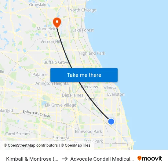 Kimball & Montrose (North) to Advocate Condell Medical Center map