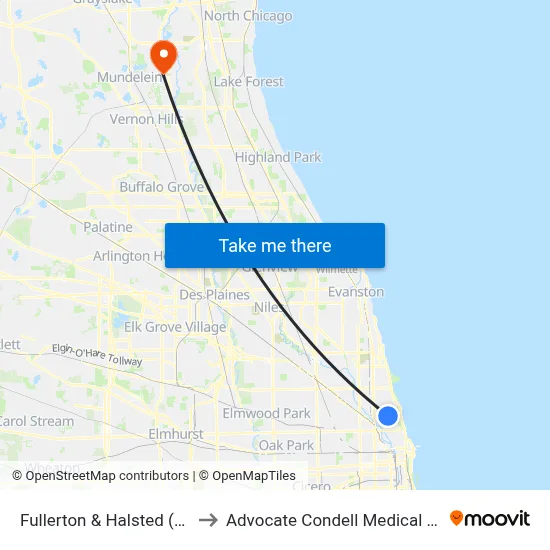 Fullerton & Halsted (West) to Advocate Condell Medical Center map