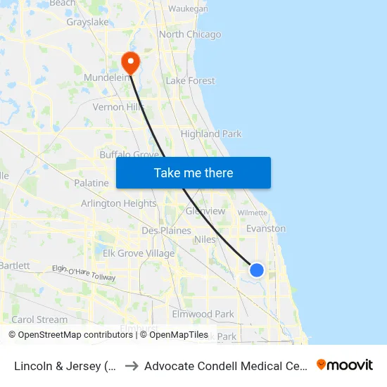 Lincoln & Jersey (Se) to Advocate Condell Medical Center map
