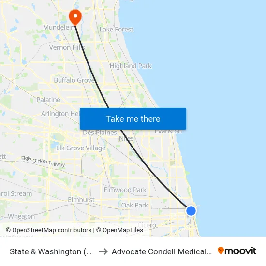 State & Washington (South) to Advocate Condell Medical Center map
