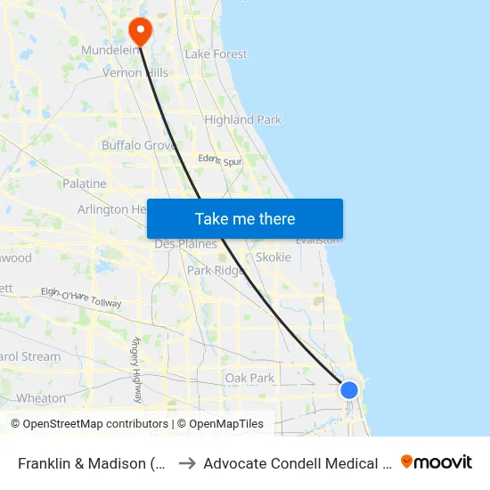 Franklin & Madison (North) to Advocate Condell Medical Center map