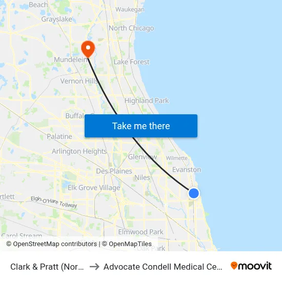 Clark & Pratt (North) to Advocate Condell Medical Center map