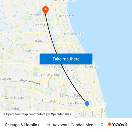 Chicago & Hamlin (East) to Advocate Condell Medical Center map
