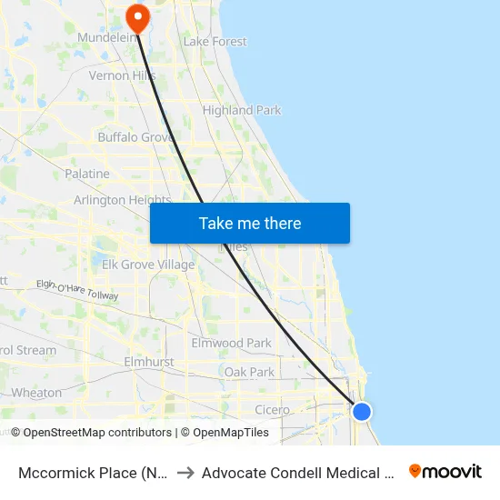 Mccormick Place (North) to Advocate Condell Medical Center map