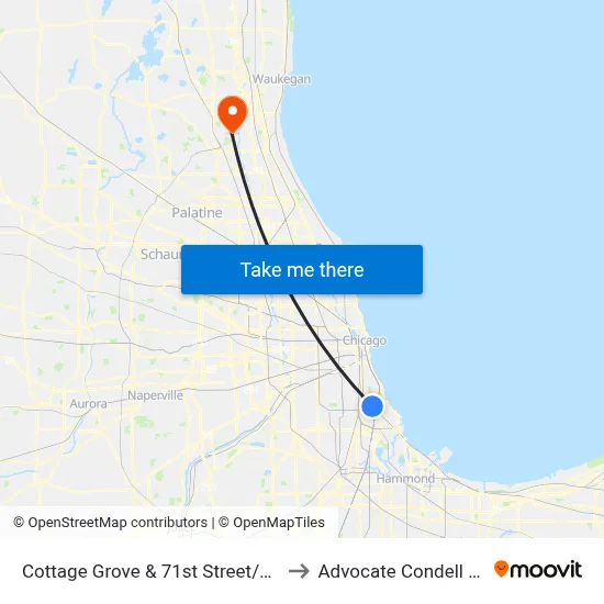 Cottage Grove & 71st Street/South Chicago (North) to Advocate Condell Medical Center map