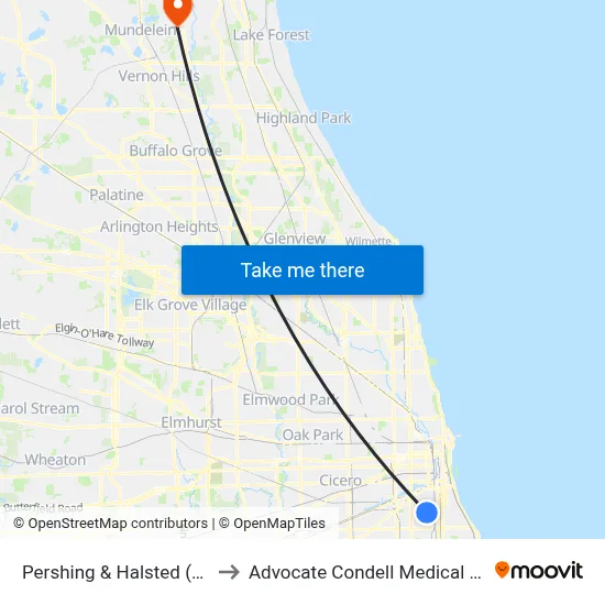 Pershing & Halsted (West) to Advocate Condell Medical Center map
