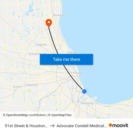 91st Street & Houston (East) to Advocate Condell Medical Center map