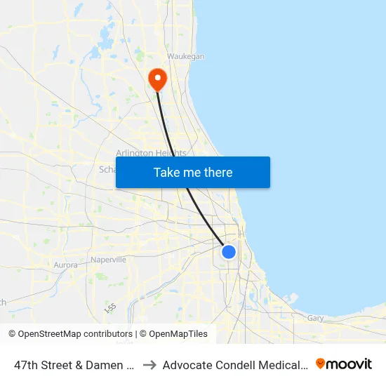 47th Street & Damen (West) to Advocate Condell Medical Center map