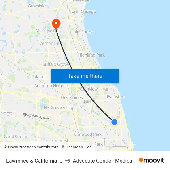 Lawrence & California (West) to Advocate Condell Medical Center map