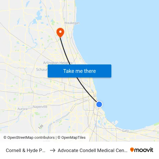 Cornell & Hyde Park to Advocate Condell Medical Center map