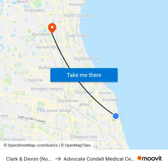 Clark & Devon (North) to Advocate Condell Medical Center map