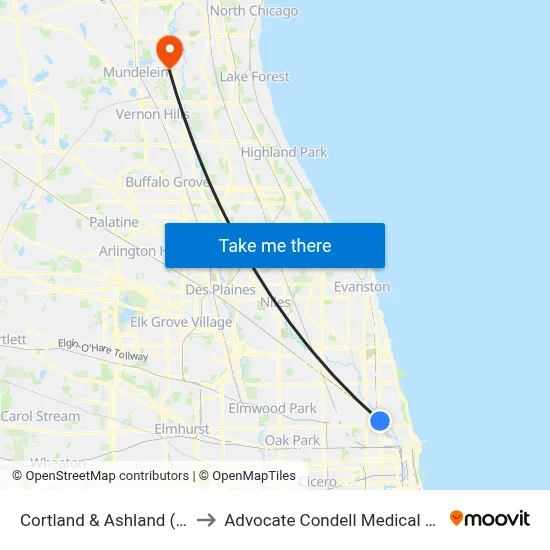 Cortland & Ashland (East) to Advocate Condell Medical Center map
