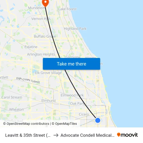 Leavitt & 35th Street (South) to Advocate Condell Medical Center map