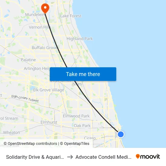Solidarity Drive & Aquarium (East) to Advocate Condell Medical Center map