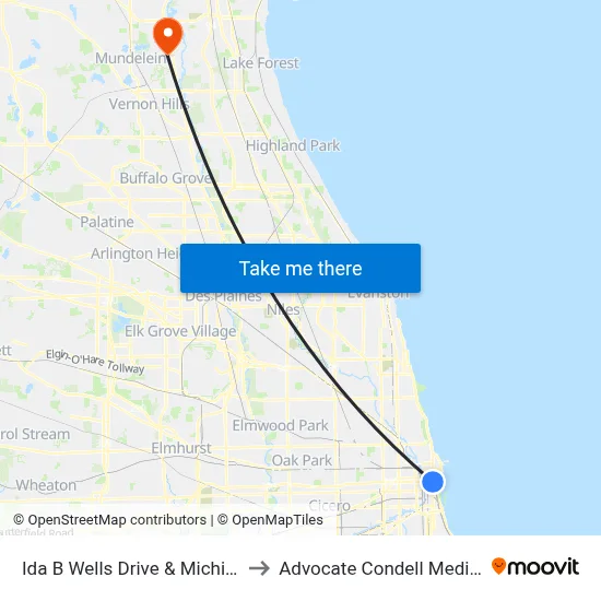 Ida B Wells Drive & Michigan (West) to Advocate Condell Medical Center map